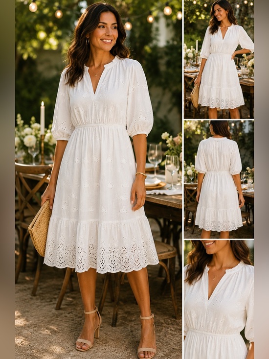 Knox Rose Dresses & Skirts - Knox Rose White Eyelet Embroidered Cotton Boho Peasant Dress XXL NWT Cottagecore